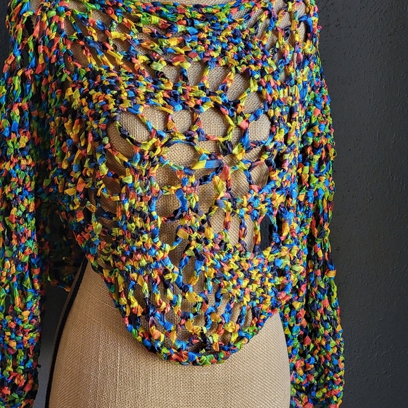 Unbranded bright ribbon open weave crop top medium - Picture 5 of 9